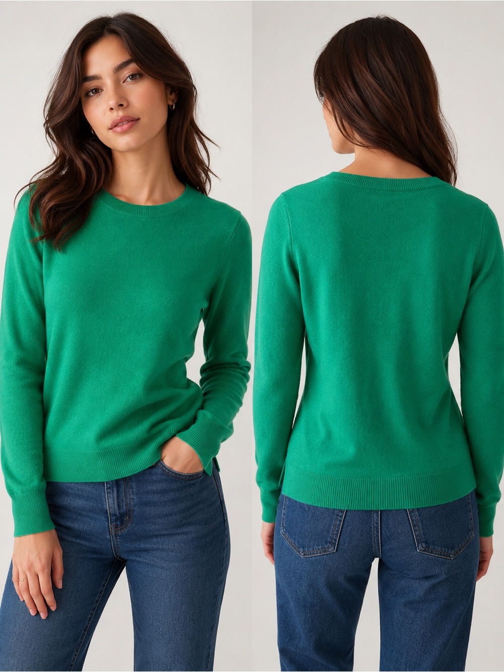 J.Crew 100% Cashmere Emerald Green Crewneck Sweater XS